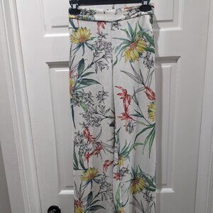 Zara Women's Size XS White Floral Printed Pants